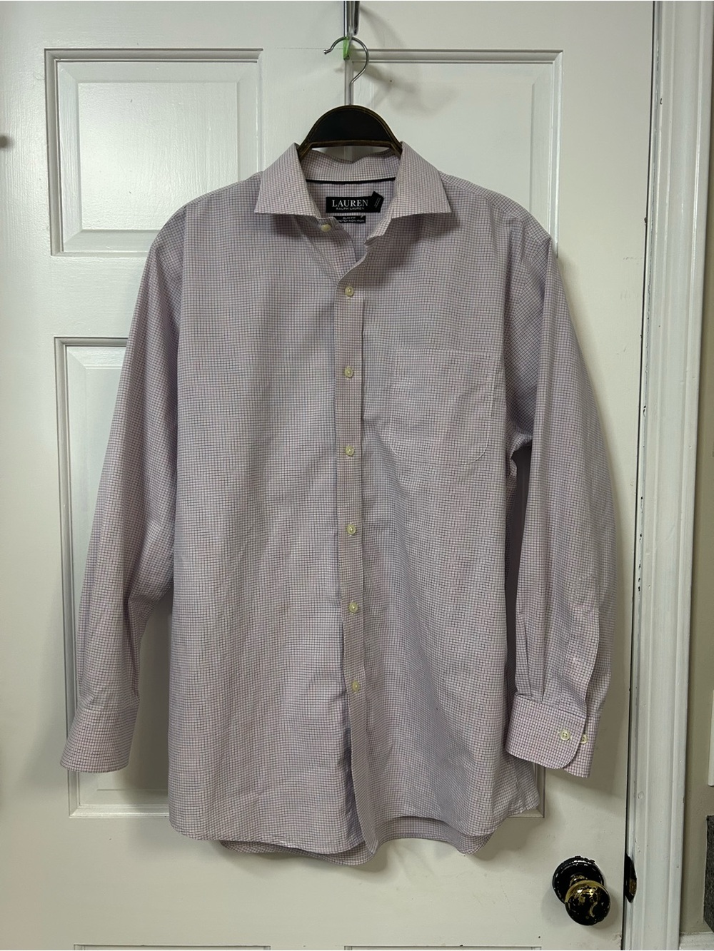 Lauren Ralph Lauren Men's Lavender Micro-Check Dress Shirt